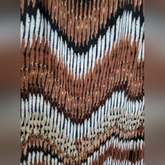 2X Wave Print Square Neck Ruffled Peasant Blouse Boho Artsy - Picture 7 of 9